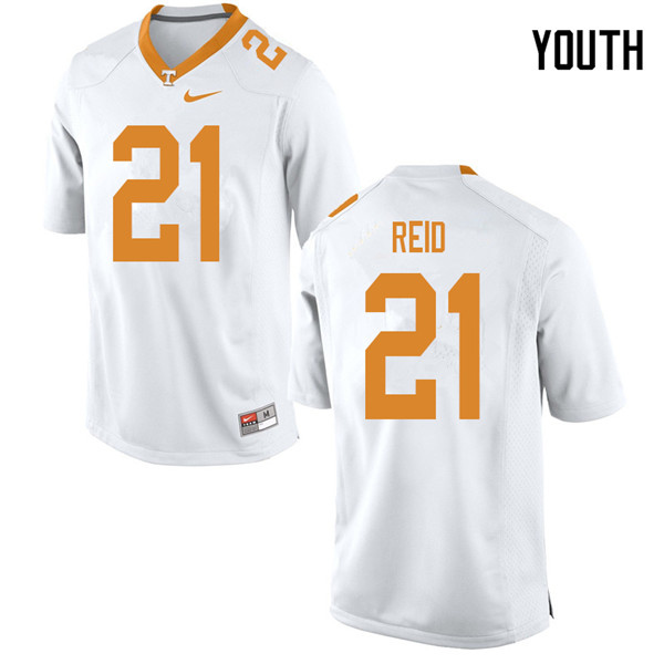 Youth #21 Shanon Reid Tennessee Volunteers College Football Jerseys Sale-White - Click Image to Close